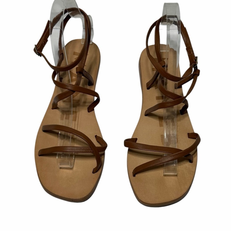 Maneb Sandals Smooth Brown Leather Ankle Strap Buckle 38 Us 7.5 — image 3 of 8